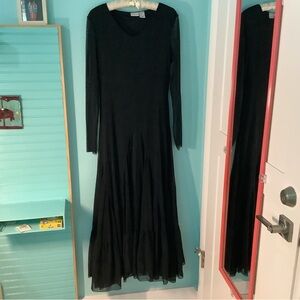 Vintage 90s Y2K Newport News Black Gown Maxi Dress Witchy Whimsygoth SZ 12
